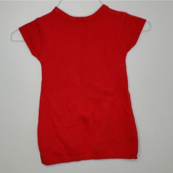 CARTERS red sweater dress‎ short sleeve snowflake cotton 4T - Picture 4 of 5